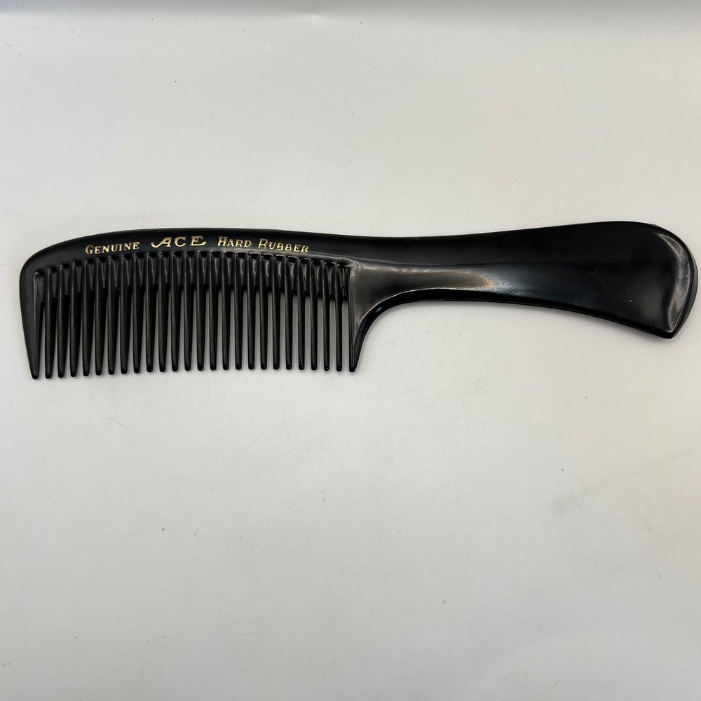 Genuine Ace Hard Rubber Comb with Handle Vintage Grooming Self Care Retro Barber